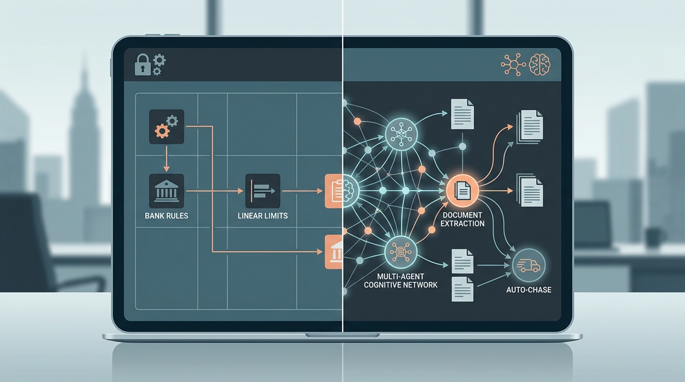 Editorial illustration comparing simple native automation vs specialized agentic ledger management